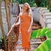 * Maxi + Midi Dresses | Florida Oranges Midi Dress Orange