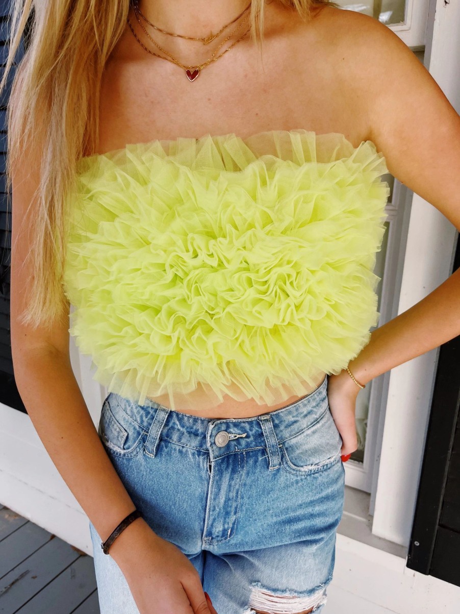 * Sleeveless Tops | Under The Sea Tulle Top Soft Lime