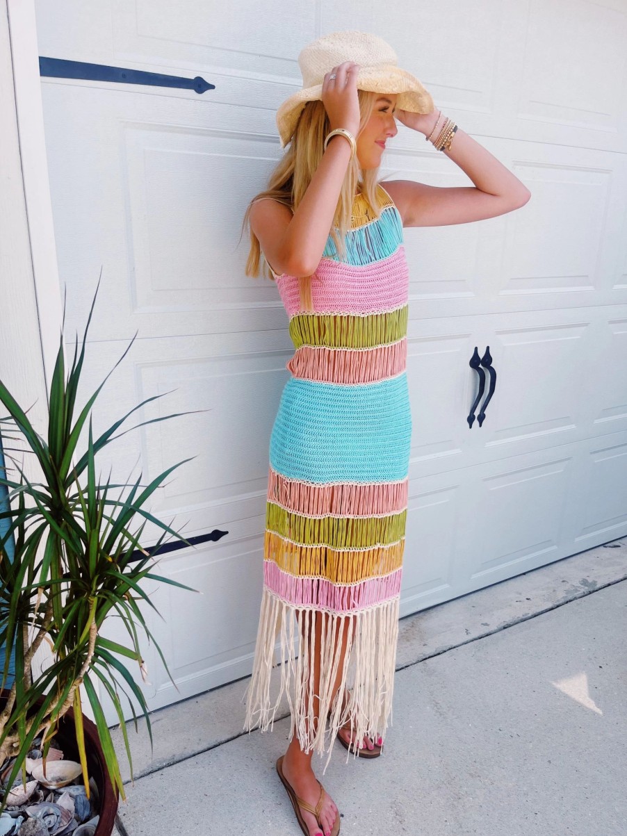 * Maxi + Midi Dresses | Bahama Mama Crochet Dress Multi