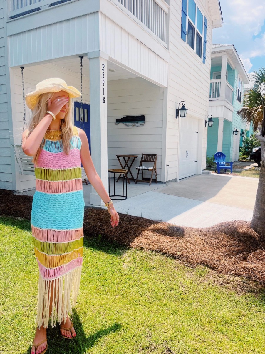 * Maxi + Midi Dresses | Bahama Mama Crochet Dress Multi