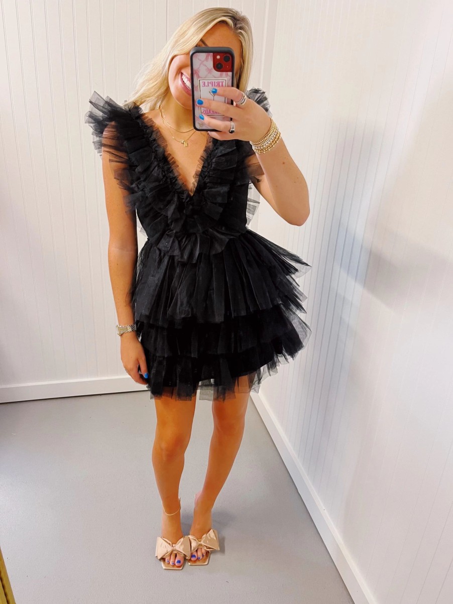 * Short Dresses | Top Tier Tulle Dress Black