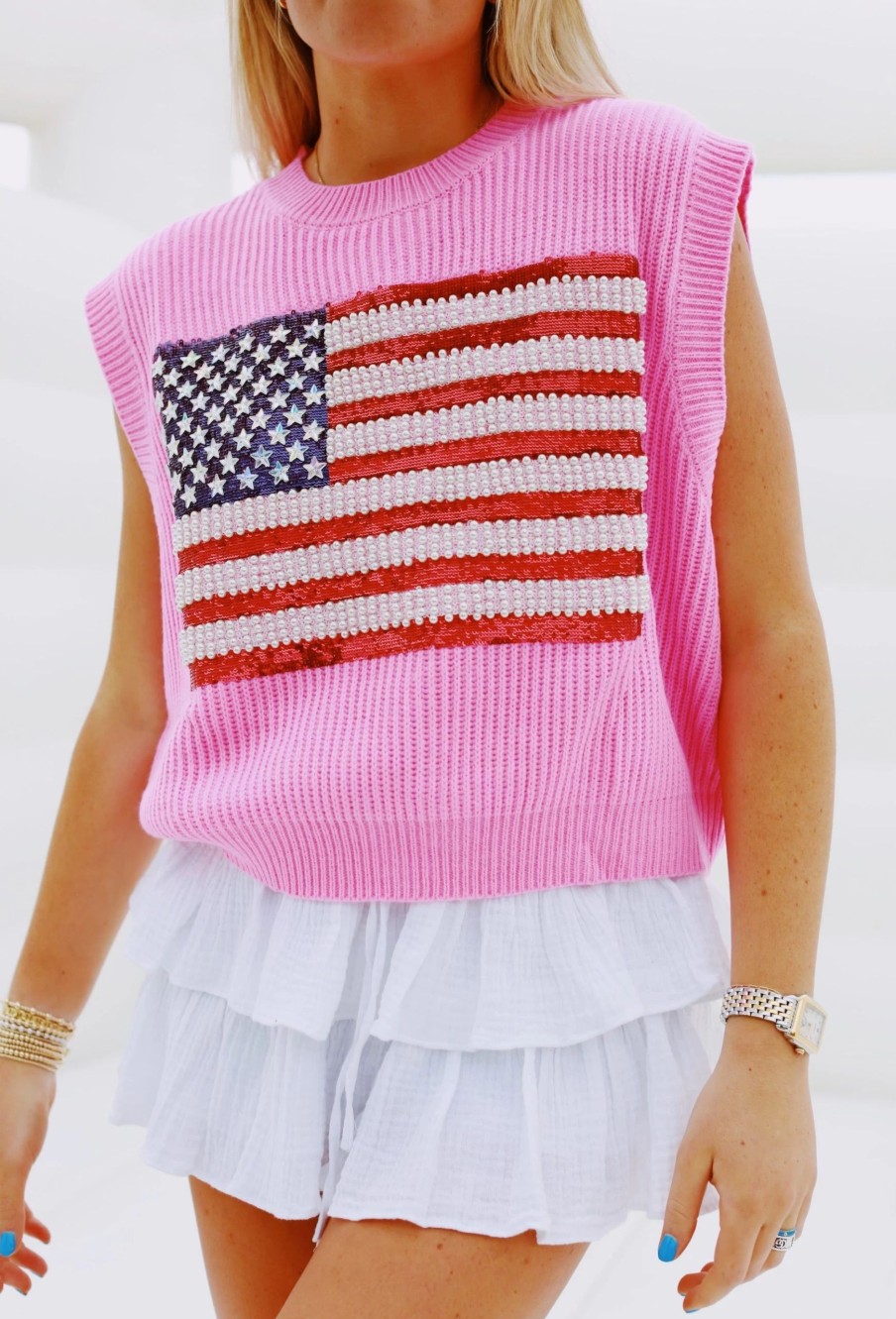 * Sweaters | American Flag Sweater Vest Queen Of Sparkles