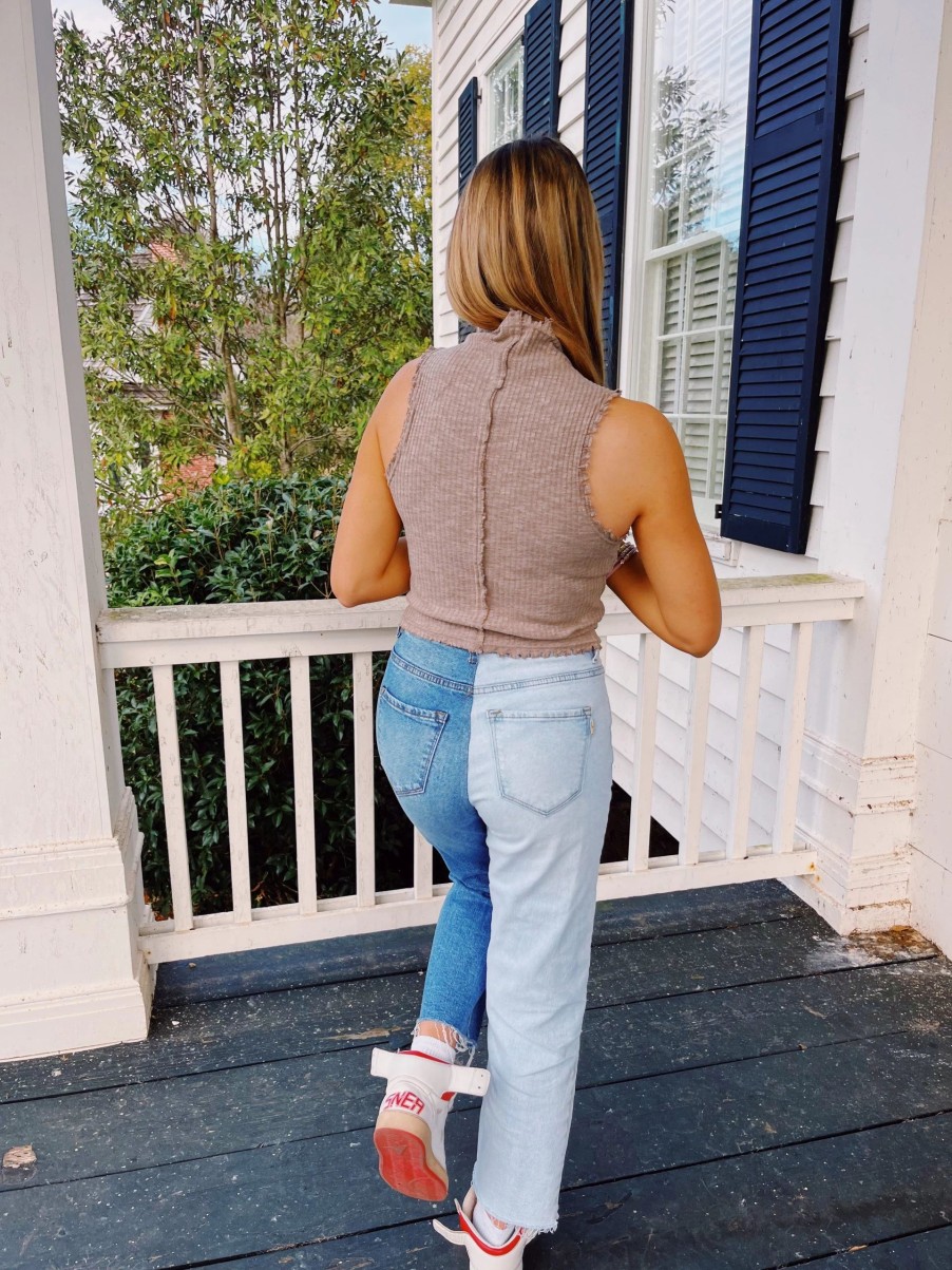 * Solid Tops | Ribbed Mock Neck Tank Mocha