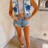 * Sleeveless Tops | Embroidery Me Beautiful Vest Blue