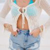 * Sweaters | Boho Chic Crochet Tie Cardigan Cream