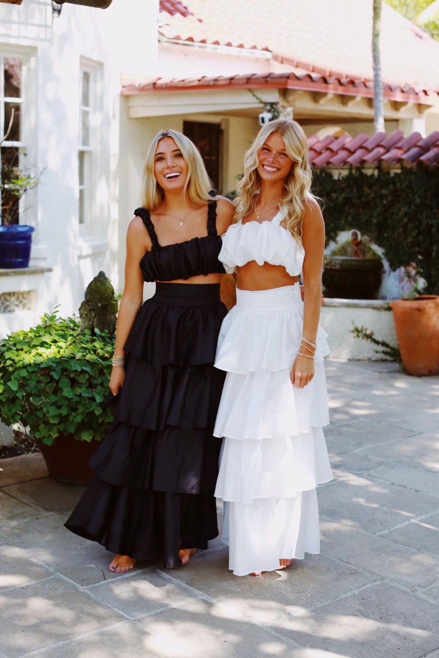 * Maxi + Midi Dresses | Runaway Tiered Maxi Skirt Set White