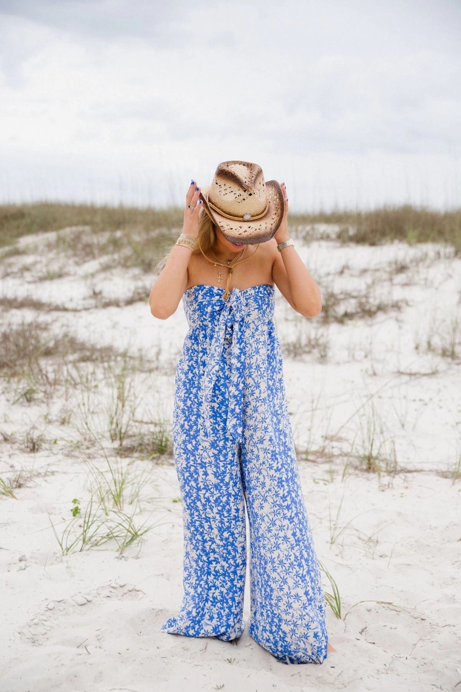 * Jumpsuits+ Rompers | Violet Floral Jumpsuit Blue Ivory