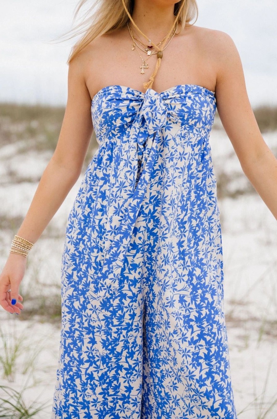 * Jumpsuits+ Rompers | Violet Floral Jumpsuit Blue Ivory