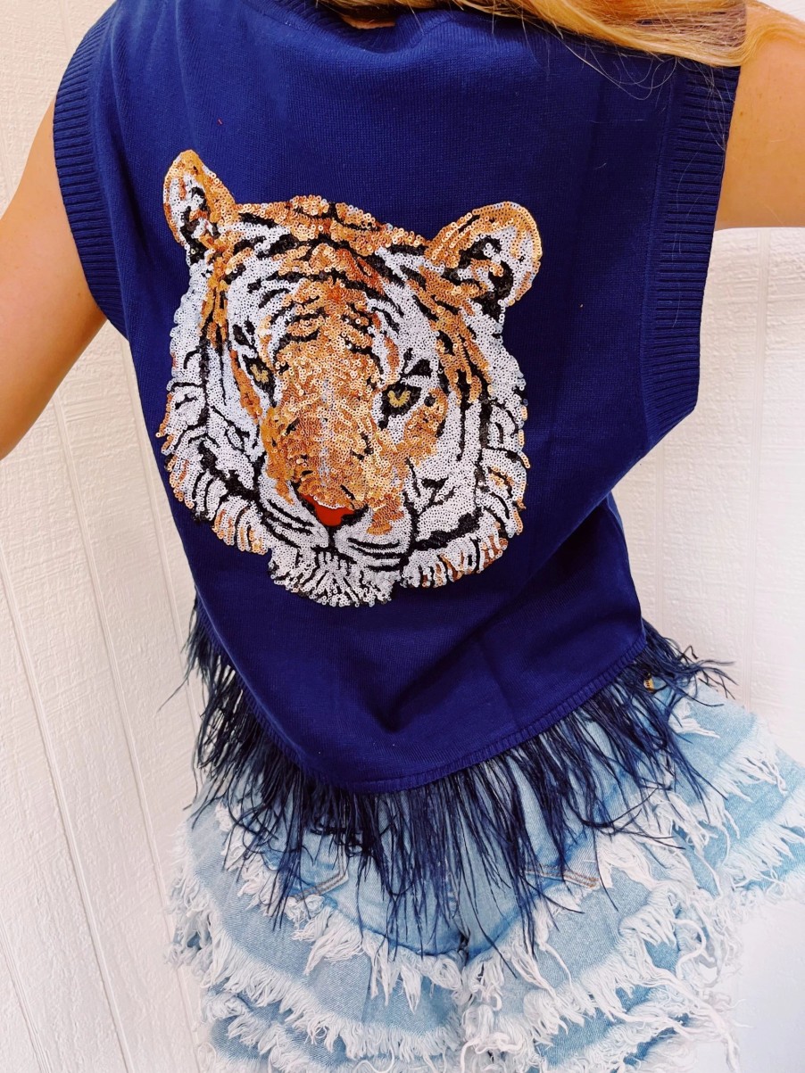 * Printed Tops | Tiger Feather Tank Queen Of Sparkles