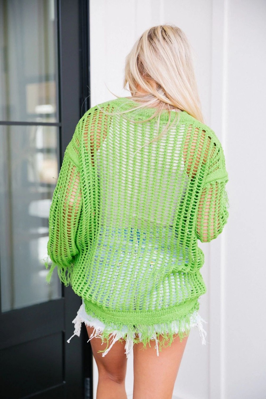 * Solid Tops | Seaside Crochet Top Green